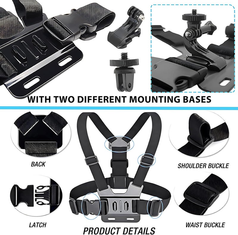 Sruim Adjustable Chest Mount Harness for Insta360 X5 X4 X3 X2 X ACE Pro ONE RS R GO 2 3, Chest Strap Body Mount Accessories Compatible with Gopro Hero Series and DJI Osmo Action 5 Pro Cameras Attachments - Image 2